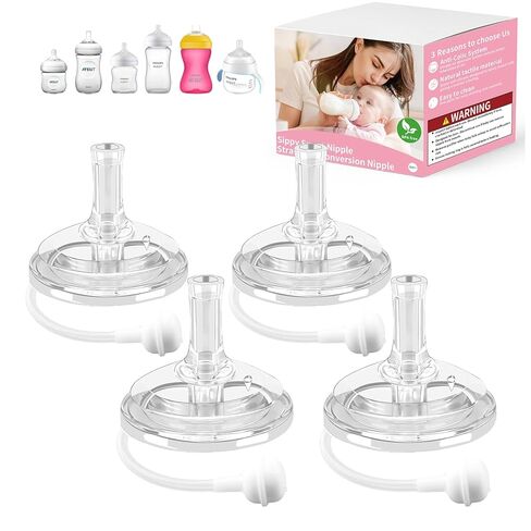 Sippy Nipple Compatible with Philips Avent Natural Baby Bottles,Straw Cup Nipples, Soft 100% Silicone Sippy Cup,Variable Flow,BPA-Free,6m+ (Straw Cup Nipple) in Saudi Arabia
