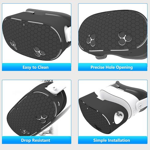 7in1 VR Silicone Cover Set Accessories Compatible with Meta/Oculus Quest 3s Included Upgrade Battery Opening Controller Grips, Headset Shell Cover Silicone Face Cover (Black) in Saudi Arabia