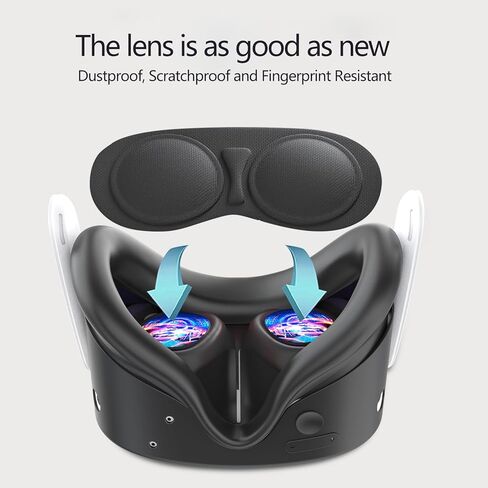 7in1 VR Silicone Cover Set Accessories Compatible with Meta/Oculus Quest 3s Included Upgrade Battery Opening Controller Grips, Headset Shell Cover Silicone Face Cover (Black) in Saudi Arabia