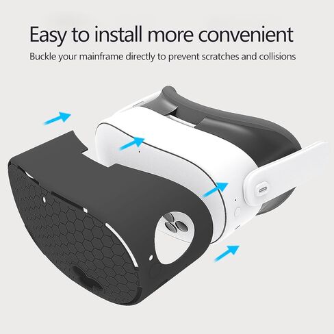 7in1 VR Silicone Cover Set Accessories Compatible with Meta/Oculus Quest 3s Included Upgrade Battery Opening Controller Grips, Headset Shell Cover Silicone Face Cover (Black) in Saudi Arabia