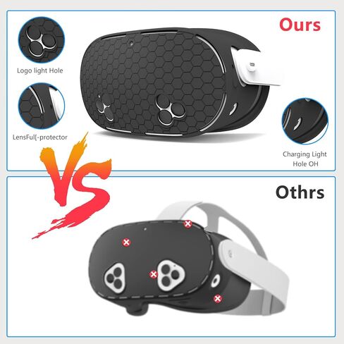 7in1 VR Silicone Cover Set Accessories Compatible with Meta/Oculus Quest 3s Included Upgrade Battery Opening Controller Grips, Headset Shell Cover Silicone Face Cover (Black) in Saudi Arabia
