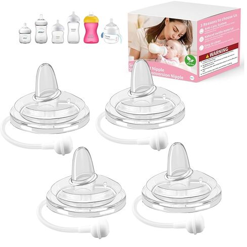 Sippy Nipple Compatible with Philips Avent Natural Baby Bottles,Straw Cup Nipple, Soft 100% Silicone Sippy Cup Nipple,Variable Flow,BPA-Free,6m+ (Straw Cup Nipple) in Kuwait