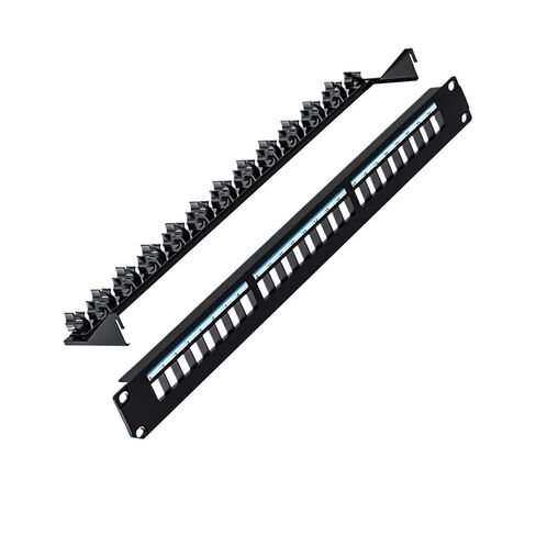 لوحة تصحيح UTP فارغة ذات 24 منفذًا مع شريط إدارة الكابلات الخلفي القابل للتعديل لـ RJ45 CAT5e، CAT6، CAT6A، U، HDMI in Saudi Arabia