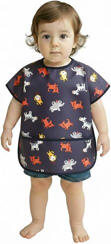 Plie Short Sleeve Waterproof Bib for Toddlers – Easy Clean Feeding Apron for Mealtime, Daycare, Self-Feeding, Lightweight in Saudi Arabia