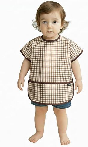Plie Short Sleeve Waterproof Bib for Toddlers – Easy Clean Feeding Apron for Mealtime, Daycare, Self-Feeding, Lightweight in Saudi Arabia