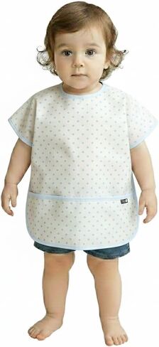 Plie Short Sleeve Waterproof Bib for Toddlers – Easy Clean Feeding Apron for Mealtime, Daycare, Self-Feeding, Lightweight in Saudi Arabia