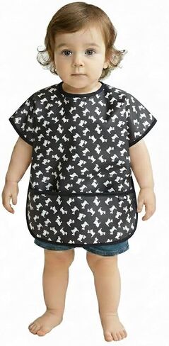 Plie Short Sleeve Waterproof Bib for Toddlers – Easy Clean Feeding Apron for Mealtime, Daycare, Self-Feeding, Lightweight in Saudi Arabia