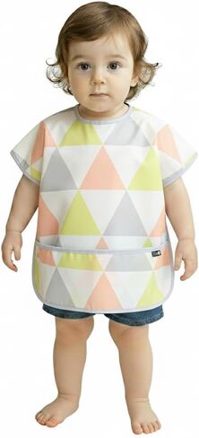 Plie Short Sleeve Waterproof Bib for Toddlers – Easy Clean Feeding Apron for Mealtime, Daycare, Self-Feeding, Lightweight in Saudi Arabia
