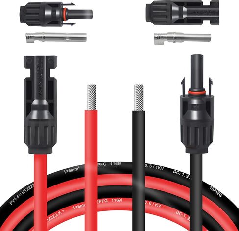 10AWG 10Feet Mc4 Extension Cable with Female and Male Connector, Solar Extension Cable with Extra Pair of Connectors for RV, Boat, Roof, Outdoor (10FT Red and 10FT Black) in Saudi Arabia