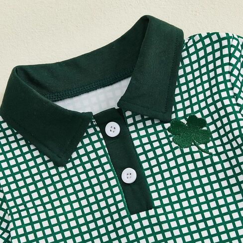 Toddler Baby Boy St Patricks Day Outfit Short Sleeve Lucky Clover Print Shirt Shorts Set Summer Clothes 2Pcs in Saudi Arabia