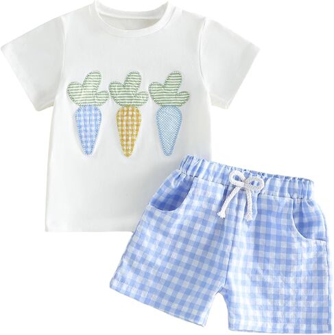 Toddler Baby Boy St Patricks Day Outfit Short Sleeve Lucky Clover Print Shirt Shorts Set Summer Clothes 2Pcs in Saudi Arabia