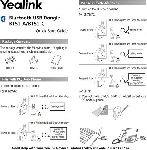 Yealink BT51 USB C Bluetooth Dongle لسماعات BH70، BH71، BH72، BH74، BH76، يعمل مع أجهزة الكمبيوتر الشخصية وأجهزة الكمبيوتر المحمولة وأجهزة Mac والهواتف المكتبية، والفرق والتكبير المتوافق، نطاق 100 قدم، التوصيل والتشغيل، صوت عالي الدقة، التحكم في المكالمات in Saudi Arabia