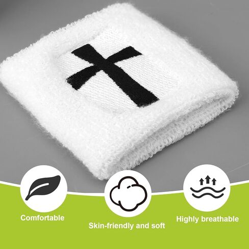 2 Pairs Cross Wristband, Christian Arm Sweat Bands Soft and Breathable Cross-Stitch Design Soccer Sports Wristbands Accessories Equipment for Men Women Athletes Religious Gifts Football Basketball in Saudi Arabia