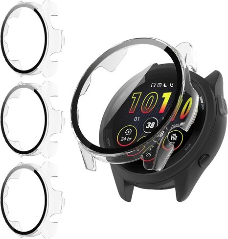 3 Pack for Garmin Forerunner 265 Screen Protector Case [Full Coverage], Hard PC Bumper All-Around Protective Accessories for Garmin Forerunner 265 Built-in Tempered Glass Film in Saudi Arabia