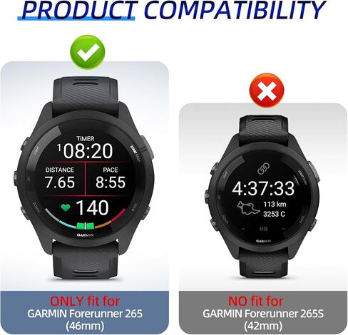 3 Pack for Garmin Forerunner 265 Screen Protector Case [Full Coverage], Hard PC Bumper All-Around Protective Accessories for Garmin Forerunner 265 Built-in Tempered Glass Film in Saudi Arabia