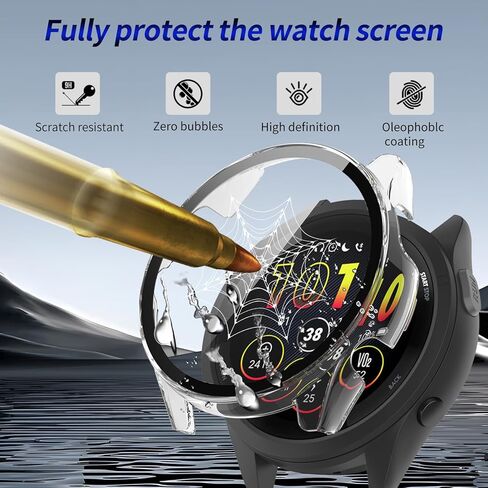 3 Pack for Garmin Forerunner 265 Screen Protector Case [Full Coverage], Hard PC Bumper All-Around Protective Accessories for Garmin Forerunner 265 Built-in Tempered Glass Film in Saudi Arabia