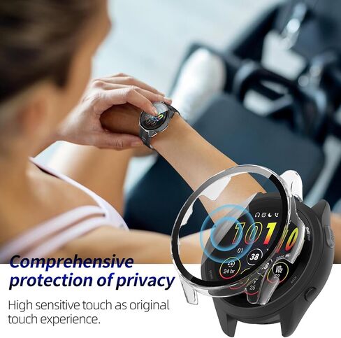 3 Pack for Garmin Forerunner 265 Screen Protector Case [Full Coverage], Hard PC Bumper All-Around Protective Accessories for Garmin Forerunner 265 Built-in Tempered Glass Film in Saudi Arabia