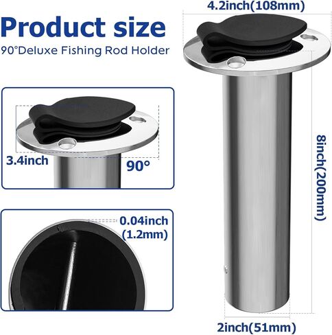 حامل قضيب صيد 90 درجة، عبوتان، 316 حامل قضيب من الفولاذ المقاوم للصدأ لقارب الصيد، حامل فلوش مع غطاء، شديد التحمل in Kuwait