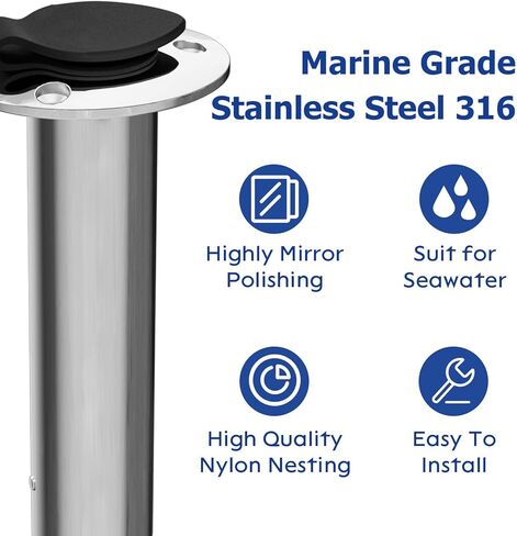 حامل قضيب صيد 90 درجة، عبوتان، 316 حامل قضيب من الفولاذ المقاوم للصدأ لقارب الصيد، حامل فلوش مع غطاء، شديد التحمل in Kuwait