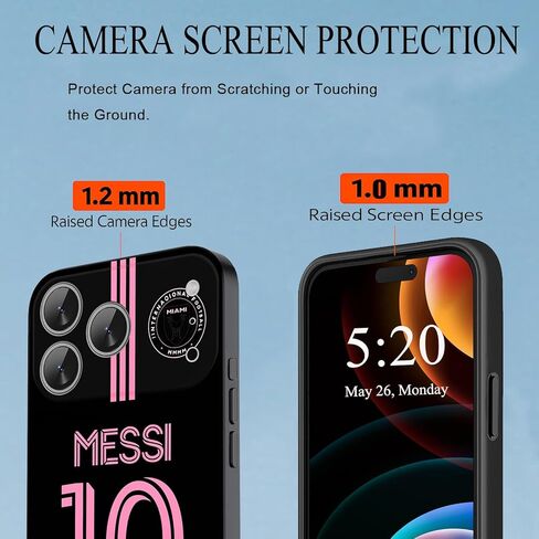 حافظة ZERMU لهاتف iPhone 17 Pro، Mess%i Inter Soccer Miam-i #10 حافظة عصرية حماية كاملة من السيليكون الناعم TPU ممتص للصدمات حافظة هاتف لهاتف iPhone 17 Pro 6.3 بوصة in Kuwait