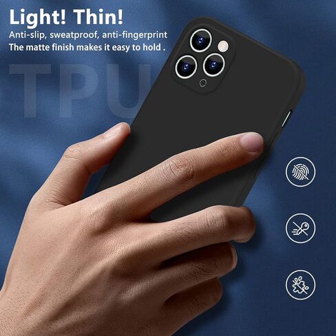 Designed for iPhone 13 Pro Case,Silicone Slim Thin Shockproof [Soft] [Anti-Scratch] [Drop Protection],Black,MUS-XGJ-03-01 in Saudi Arabia