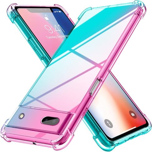 case for Google Pixel 7A[Gradient] Clear Soft TPU Non-Slip Non-Yellowing Soft Edge Cover for Google Pixel 7A,Pink/Purple,MUS-HCJB-27-04 in Saudi Arabia
