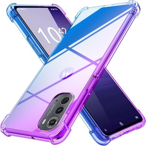 case for Motorola Moto Edge 2022 [Gradient] Clear Soft TPU Non-Slip Non-Yellowing Soft Edge Cover for Moto Edge 2022,Purple/Blue,MUS-HCJB-72-02 in Saudi Arabia