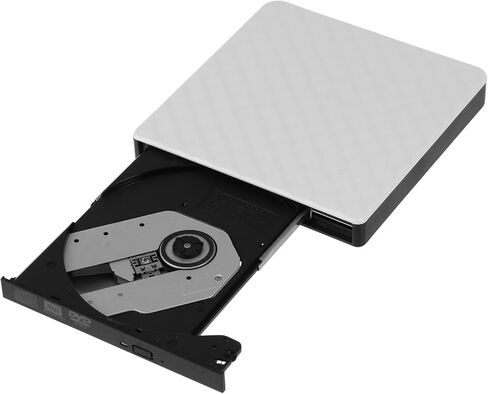 Housoutil USB 3.0 ناسخ أقراص DVD خارجي وكاتب أقراص مضغوطة محرك أقراص ضوئية محمول متوافق مع أجهزة الكمبيوتر المحمول وأجهزة الكمبيوتر المكتبية باللون الأبيض للنسخ الاحتياطي للبيانات وتشغيل الوسائط in Kuwait