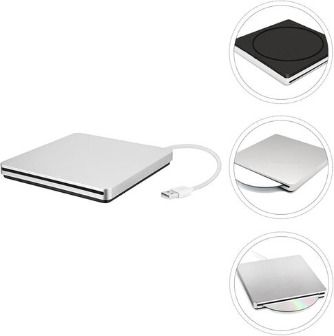 External USB 3.0 DVD Writer Drive Portable DVD Rewriter Silver Gray for Laptop Computer Compatible with Windows in Saudi Arabia
