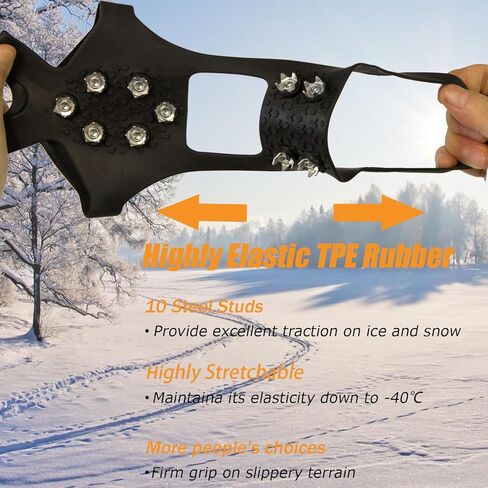 Crampons Ice Cleats Traction Snow Grips - 10 Stainless Steel Grippers Shoe Spikes Grips Traction for Hiking, Fishing, Walking, Climbing in Saudi Arabia