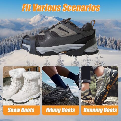 Crampons Ice Cleats Traction Snow Grips - 10 Stainless Steel Grippers Shoe Spikes Grips Traction for Hiking, Fishing, Walking, Climbing in Saudi Arabia