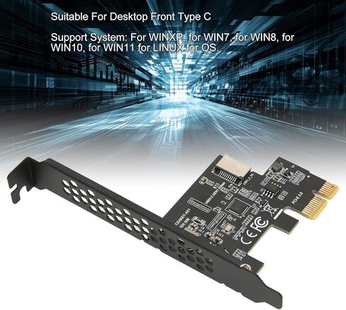 PCI E 1X to USB 3.2 GEN1 5Gbps 20pin Front Panel Header, PCIE to USB 3.2 Expansion Card 5Gbps, High Speed Front Type C, Plug and Play (PCIE X1 to USB3.2) in Saudi Arabia
