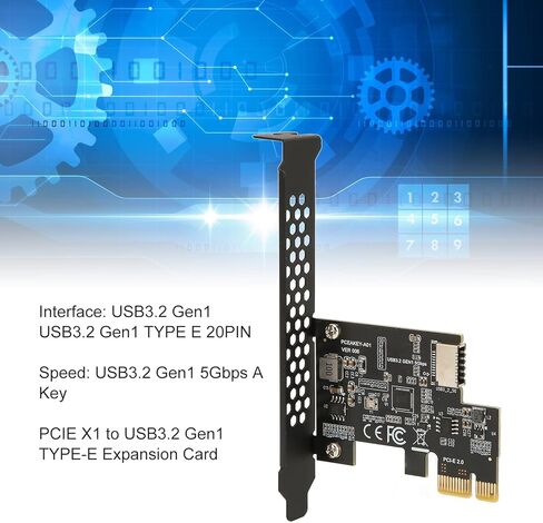 PCI E 1X to USB 3.2 GEN1 5Gbps 20pin Front Panel Header, PCIE to USB 3.2 Expansion Card 5Gbps, High Speed Front Type C, Plug and Play (PCIE X1 to USB3.2) in Saudi Arabia
