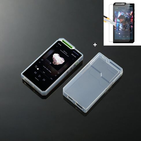 Soft Clear TPU Protective Shell Skin Case Cover and Front Screen Protector Tempered Glass for Hiby R4 (Clear case and Glass) in Saudi Arabia