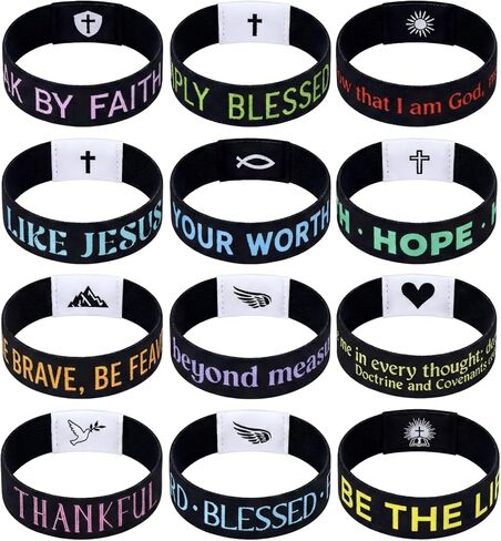 Landical 24 Pack NFC Bible Verse Bracelets Christian WWJD Scripture Wristbands for Women Men Tap-to-Read Devotional with Phone Faith Gifts for Baptism Wedding Graduation in Saudi Arabia