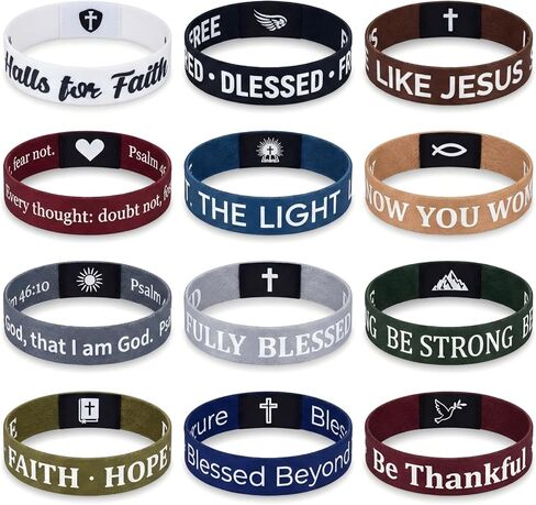 Landical 24 Pack NFC Bible Verse Bracelets Christian WWJD Scripture Wristbands for Women Men Tap-to-Read Devotional with Phone Faith Gifts for Baptism Wedding Graduation in Saudi Arabia