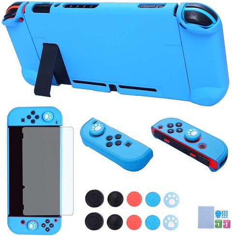 Dockable Case for Nintendo Switch - COMCOOL 3 in 1 Protective Cover Case for Nintendo Switch and Joy-Con Controller with Screen Protector and Thumb grips - Purple in Kuwait