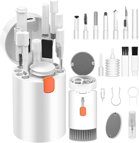 20 in 1 Multifunctional Cleaner Kit for Electronic Devices, Keyboard Cleaning Brush, Headphones Cleaner Kit for AirPods, Multi-Tool for Cleaning Laptop, Earbuds, Camera, Cellphones (White) in Saudi Arabia