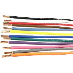 سلك التيار المتردد/التيار المستمر وتوريد 12 AWG سلك نحاسي مجدول بدرجة حرارة عالية للسيارات GXL 12 لونًا مع طباعة أسطورية (ملف 50 قدم لكل قطعة) in Kuwait