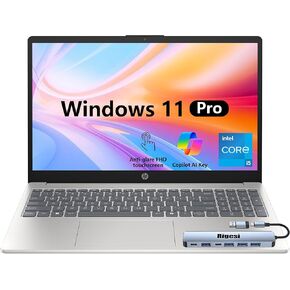 كمبيوتر محمول HP 15.6 بوصة FHD يعمل باللمس، Intel i5، ذاكرة الوصول العشوائي 32 جيجابايت، 1 تيرابايت SSD، Windows 11 Pro، Wi-Fi 6، حزمة كمبيوتر محمول للأعمال الرائدة مع قاعدة إرساء - فضي طبيعي in Saudi Arabia