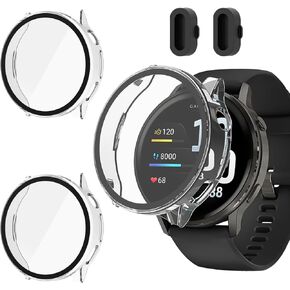 2+2 Pack Compatible for Garmin Venu 4 45mm Screen Protector Case with Charge Dust Plug, Hard PC Bumper Full Coverage Protective Accessories Built-in Tempered Glass Film in Saudi Arabia