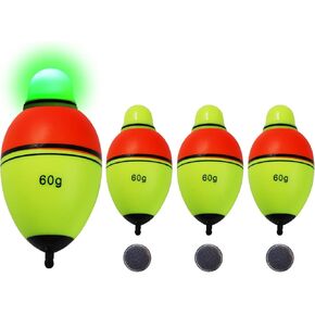Light-Up EVA Slip Bobbers, Lighted Foam Bobbers Green & Red LED Lights Fishing Floats for Night Fishing with Cell Battery Included in Saudi Arabia