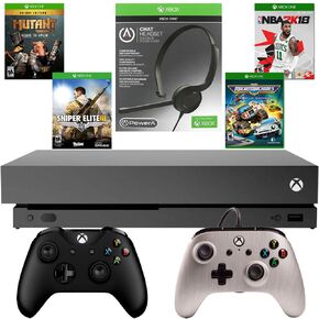Microsoft Xbox One X 1TB, 4K Ultra HD Gaming Console (Black) with NBA 2K18, Mutant Year Zero, Micro Machines, Sniper Elite 3 Bundle (Renewed) in Kuwait