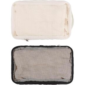 2pcs Baby Diaper Bag Organizer Pouches, Waterproof Polyester Reusable Baby Mesh Bag Organizer Packing Cubes Wipes Holder Wet Caddy Organizing Pouches for Cloth Diapers (Black, Off-White) in Saudi Arabia