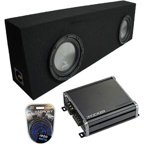 Harmony Audio HA-A102 Alloy Series 10 بوصة Sub 800W Dual 2 Ohm Subwoofer، 46CXA8001 Universal Car Stereo Class D 1600W Peak Sub Amplifier وTRUCK492X10 Sub Enclosure in Kuwait