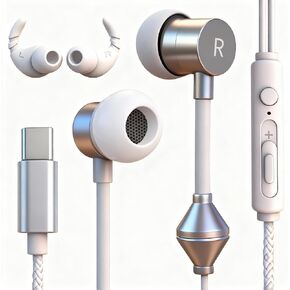 سماعات رأس أنبوبية USB-C | سماعات أذن سلكية مضادة للإشعاع خالية من EMF مع ميكروفون لحماية السمع | صوت عالي الدقة ومكالمات واضحة | التحكم في مستوى الصوت، محول USB C لأجهزة iPhone 15 وAndroid والكمبيوتر المحمول in Kuwait