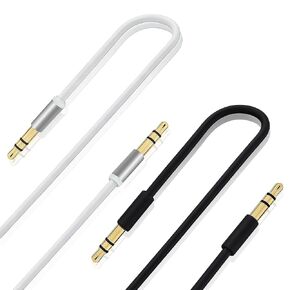 كابل صوت 3.5 ملم متوافق مع Beats Solo 2/3/4، متوافق مع Studio Pro، متوافق مع Sony WH-1000XM4/XM5/CH720N والمزيد مع مقبس 3.5 ملم (بدون ميكروفون) (أسود وأبيض) in Kuwait