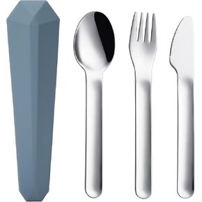 DEVICO Travel Utensils with Case, Reusable Camping Silverware Cutlery, 18/8 Stainless Steel Portable Fork Spoon Knife Set for Lunch Picnic School Workplace (Khaki) in Saudi Arabia