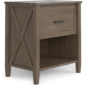 SIMPLIHOME Warm Shaker Bedside Table - 24 inch Wide Solid Wood Nightstand in Black, Transitional Bedroom Side or End Table with 2 Drawers, Open Shelf Storage and Bronze Hardware in Saudi Arabia