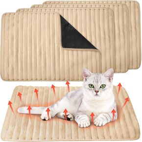 Nuanchu 4 Pack Self Warming Cat Bed Self Heating Dog Cat Pad 18 x 24 Inch Dog Crate Mat Extra Warm Thermal Pet Pad for Indoor Outdoor Pets Houses with Removable Washable Cover Non Slip(Light Green) in Kuwait